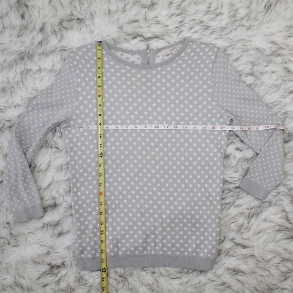 SOLD LOFT Gray Polka Dot Cotton Back Zip Sweater - Picture 3 of 8